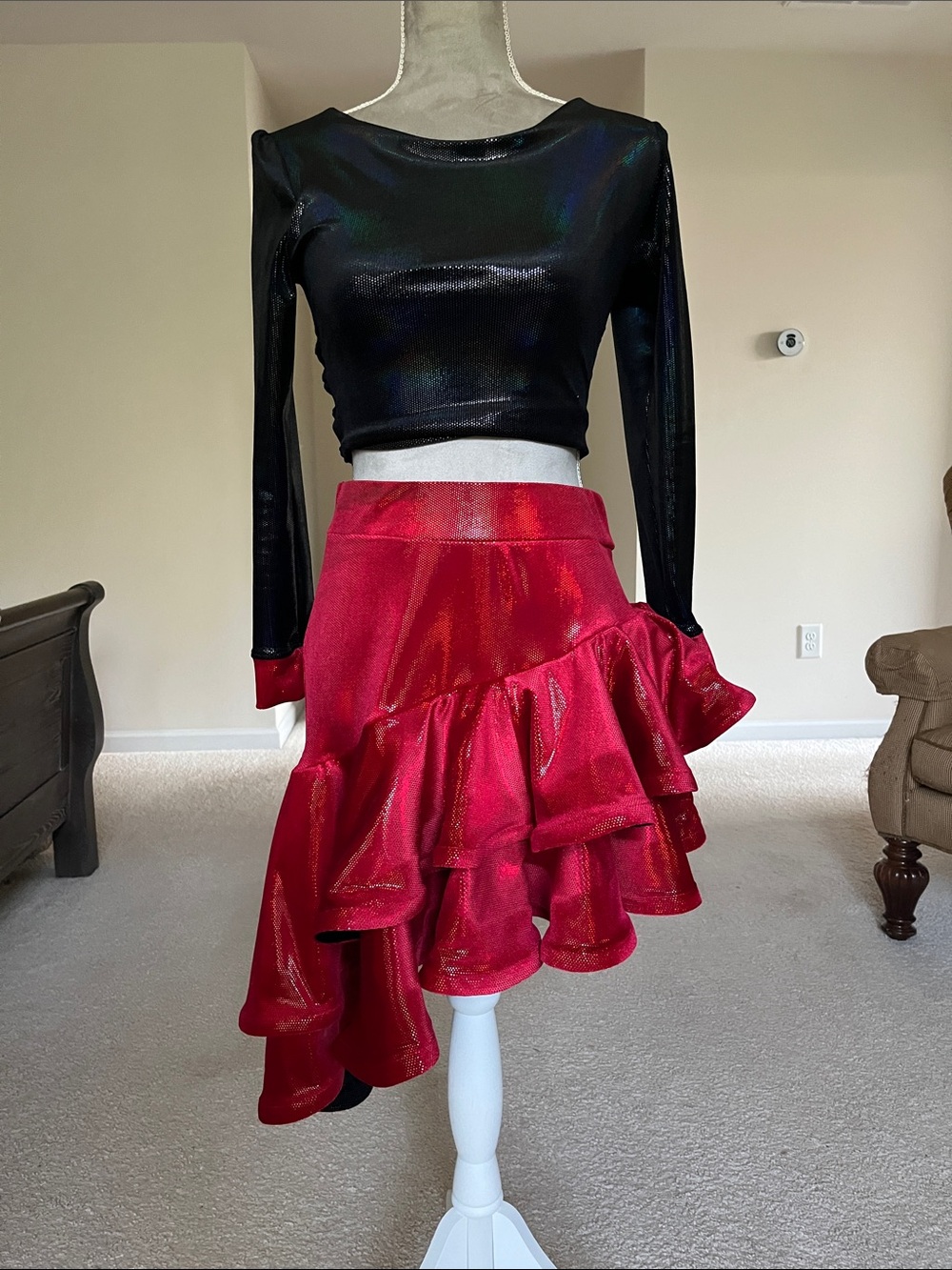 Sequin Latin Dance costume for competition, looks great in the motion